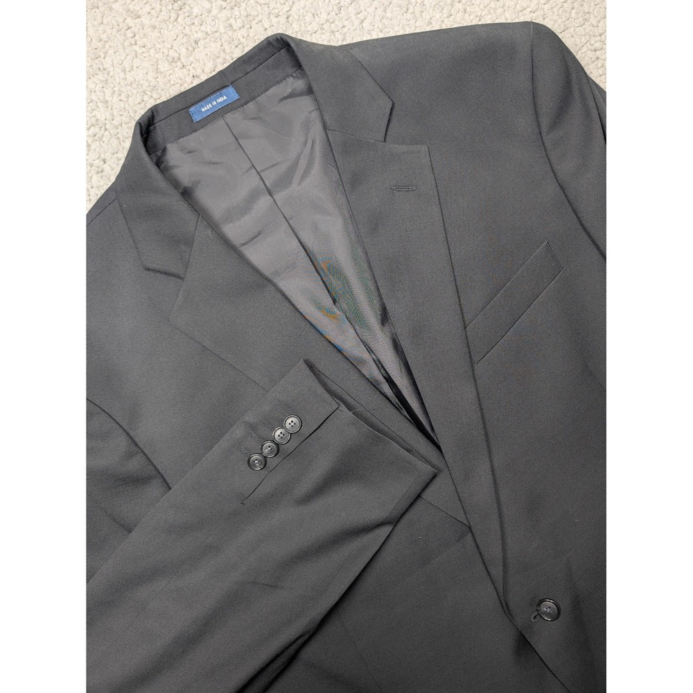 Stafford Mens Blazer Travel Stretch Wool Blend Black Classic Fit 48REG 48 Reg